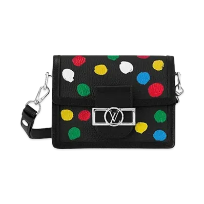 Louis Vuitton x Yayoi Kusama Dauphine Mini Taurillon Leather Painted Dots "Noir"