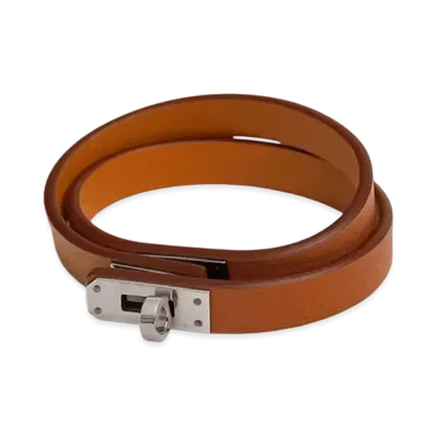 Hermes Mini Kelly Double Tour Bracelet Swift "Palladium/Gold"