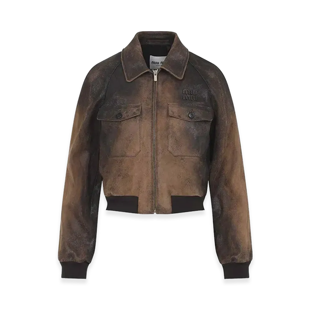 MIU MIU Women's Lamb Leather Jacket "Brown"