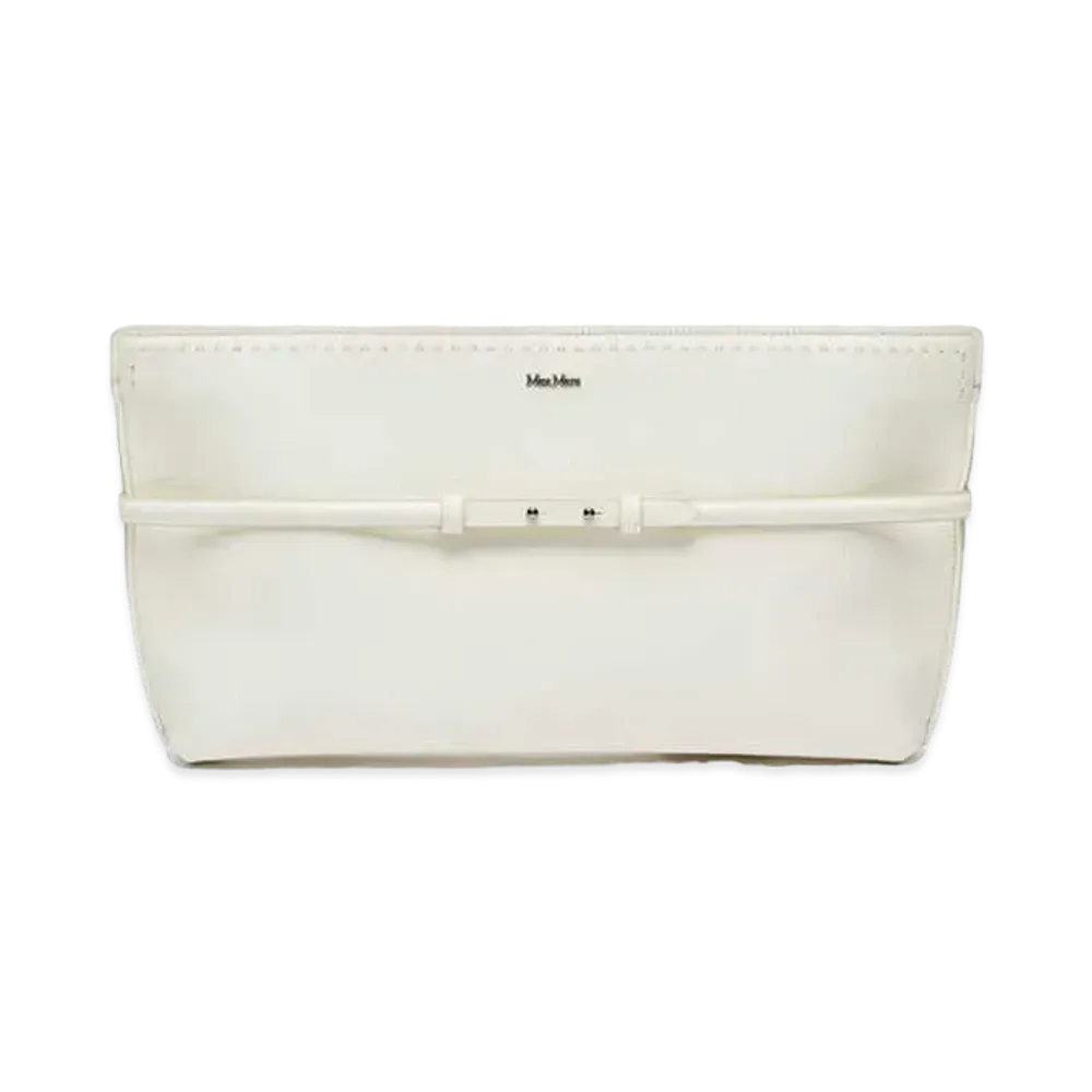 Max Mara Archetipo Calf Leather Clutch Bag "White"