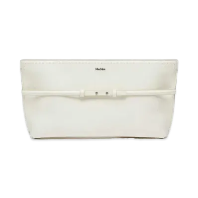 Max Mara Archetipo Calf Leather Clutch Bag "White"