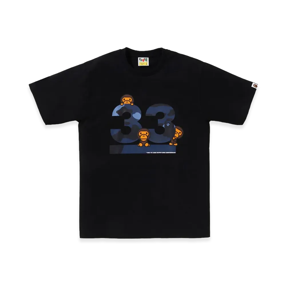 A BATHING APE 33rd Anniversary Baby Miro Tee "Black/Navy"