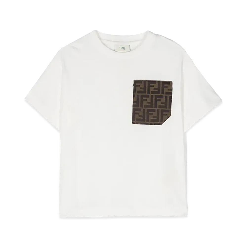 FENDI Kids Jacquard Pocket T-Shirt "White"