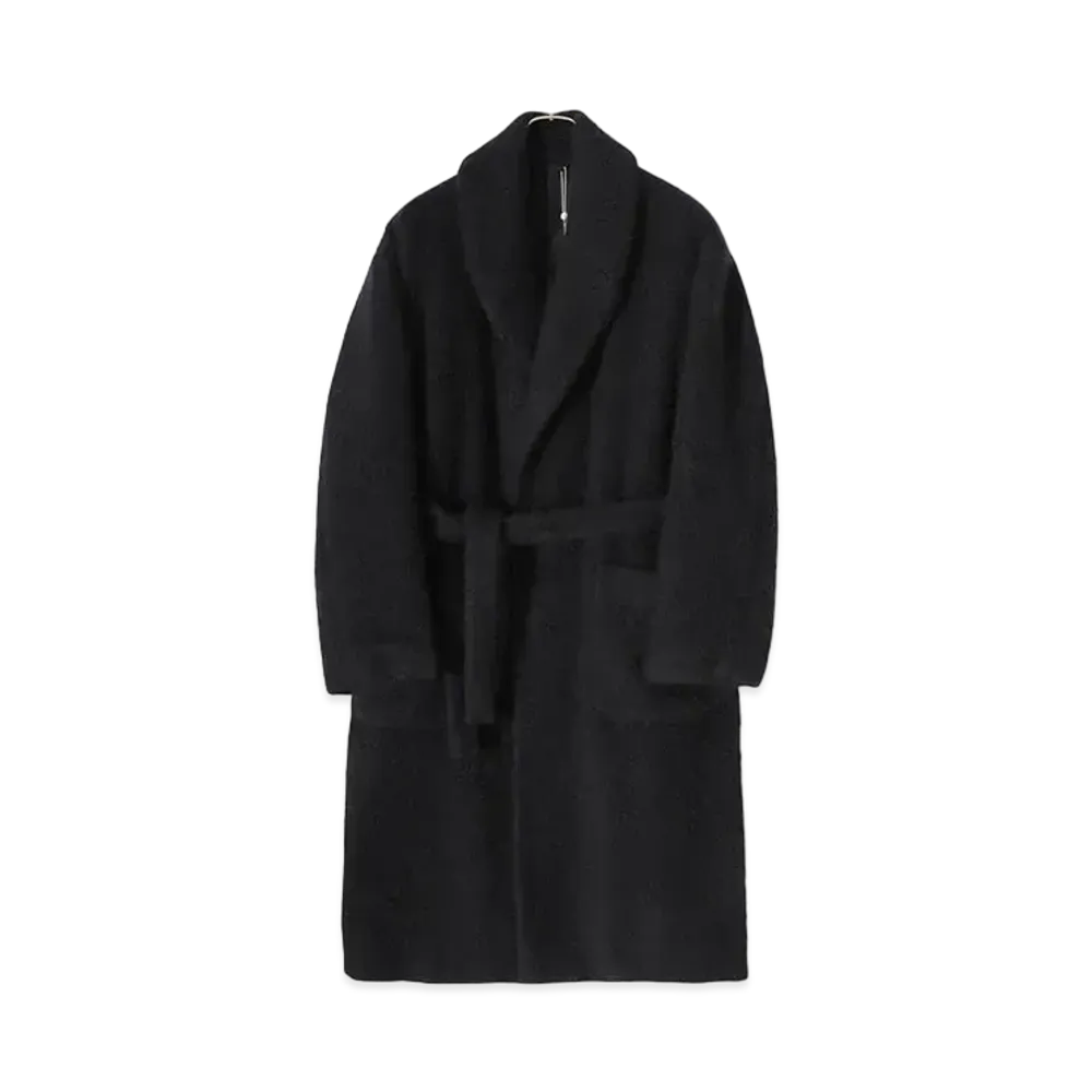 COMOLI Cashmere Shawl Collar Long Coat "Black"