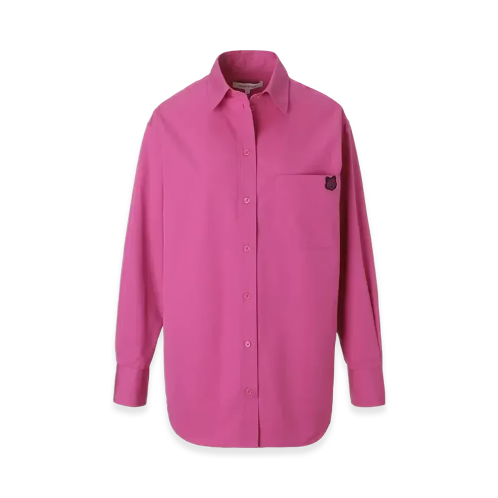 Maison Kitsune Casual Shirt With Bold Fox Head Patch In Cotton P "Fuchsia"
