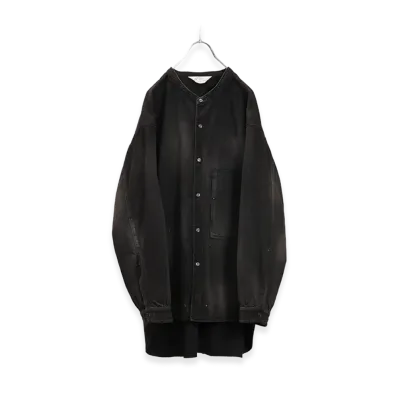 ANCELLM Denim Band Collar Shirt "Black"