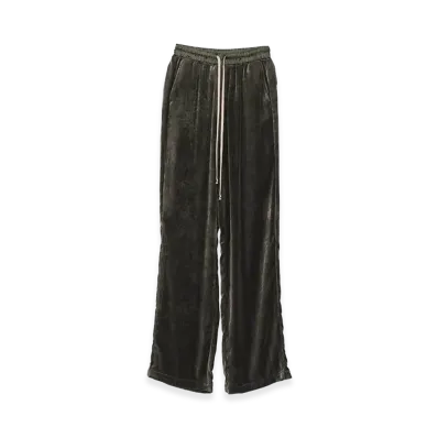 Rick Owens Women's Velvet Wide-Leg Pants "Green"