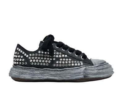 Maison MIHARA YASUHIRO PETERSON23 OG Sole Studded Canvas Low-top Sneaker "Black/Black"
