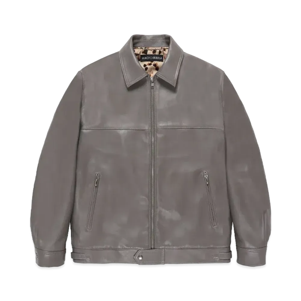 WACKO MARIA Leather Single Riders Jacket "Gray"