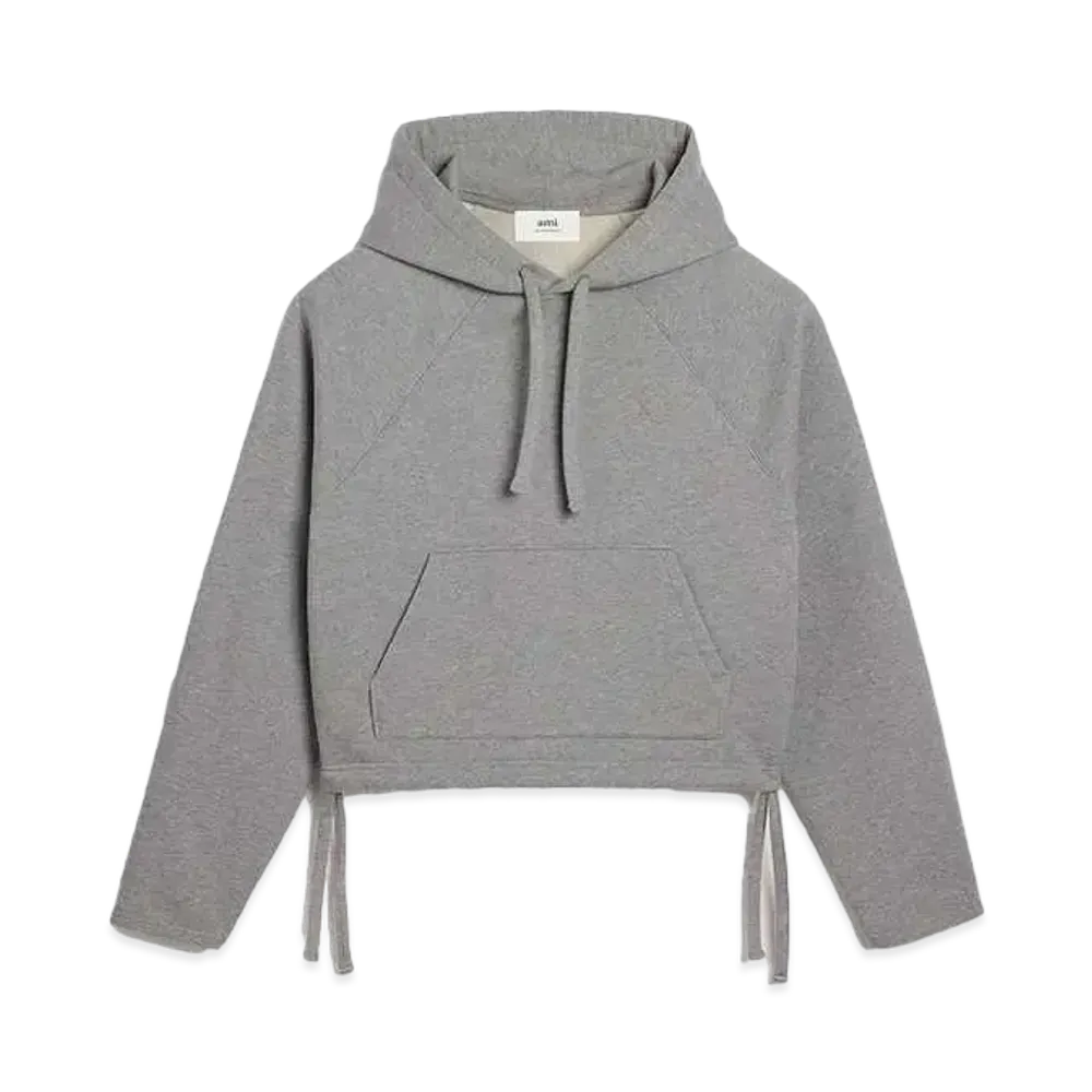 AMI PARIS Organic Cotton Heavy Fleece Cropped Parka "Heather Gray"
