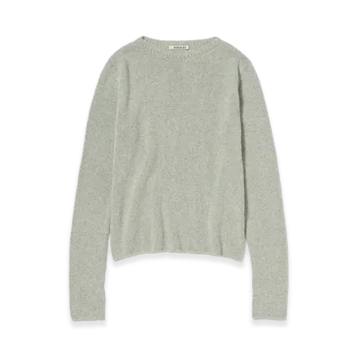 AURALEE Women's Cashmere Silk Melange Knit P/O "Mix Mint Gray"