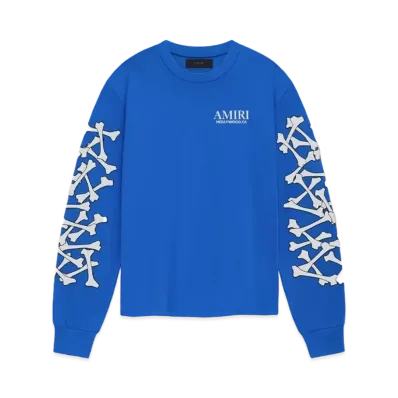 AMIRI Bones Stacked Long Sleeve Tee "Blue"