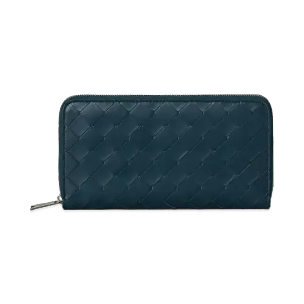 Bottega Veneta Intrecciato Calfskin Zip Around Wallet "White"
