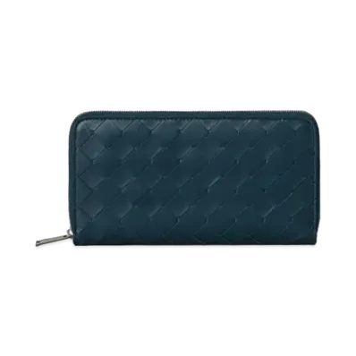 Bottega Veneta Intrecciato Calfskin Zip Around Wallet "White"