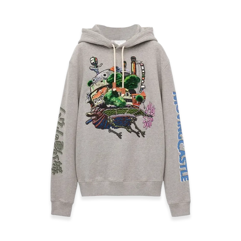 LOEWE x Howl's Moving Castle Moving Castle Embroidered in Cotton "Grey"
