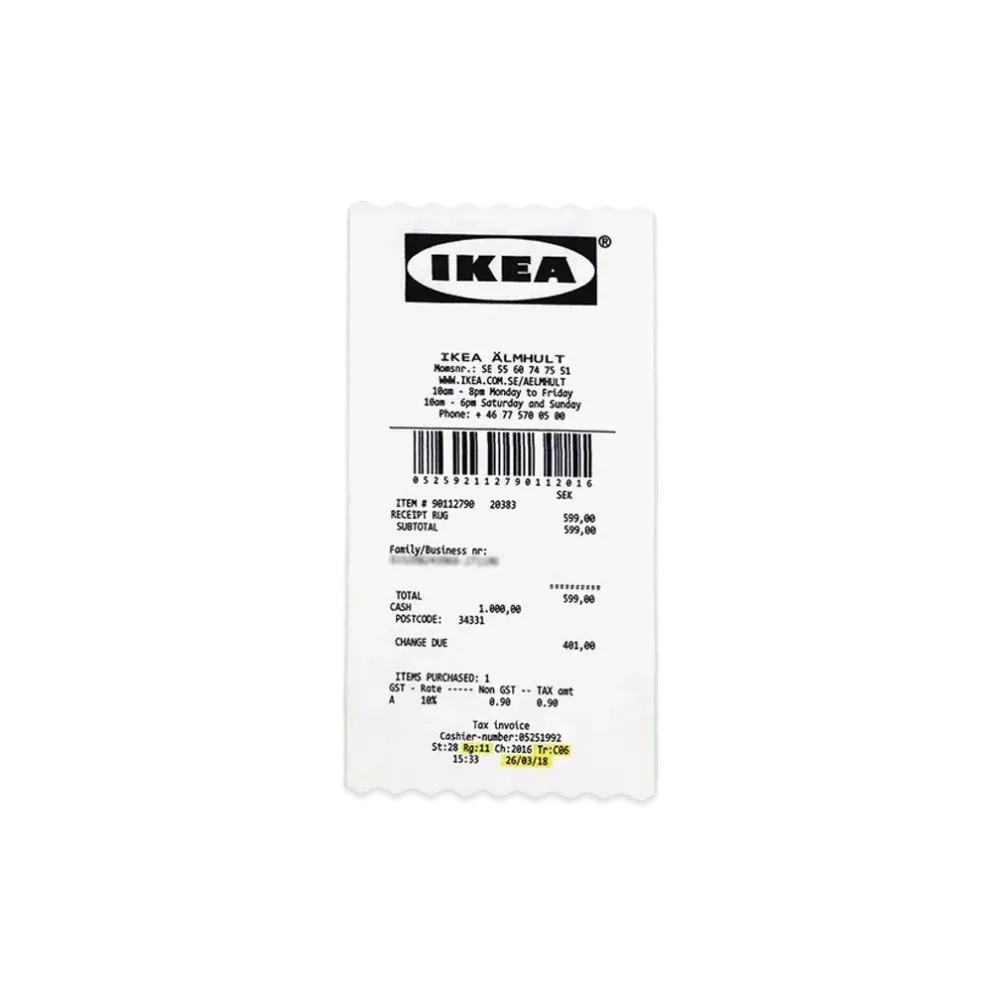 OFF-WHITE / IKEA MARKERAD "RECEIPT" Rug "White"