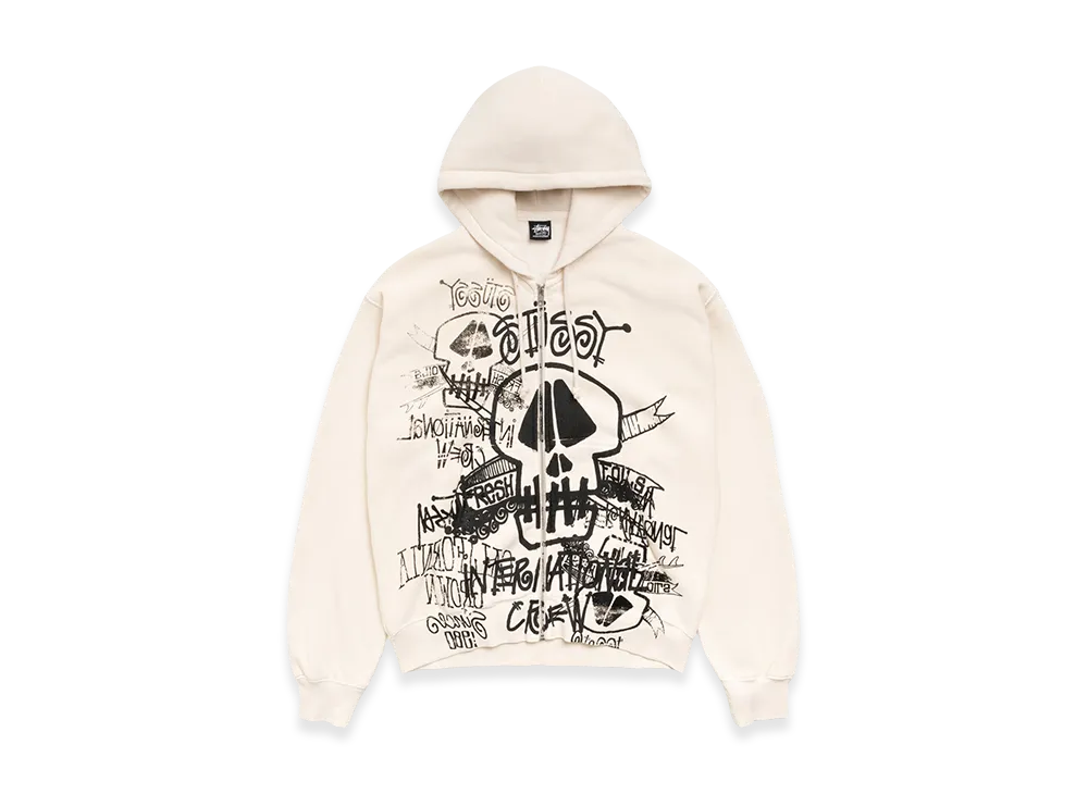 Stussy Skulls Zip Hoodie Pigment Dyed "Bone"