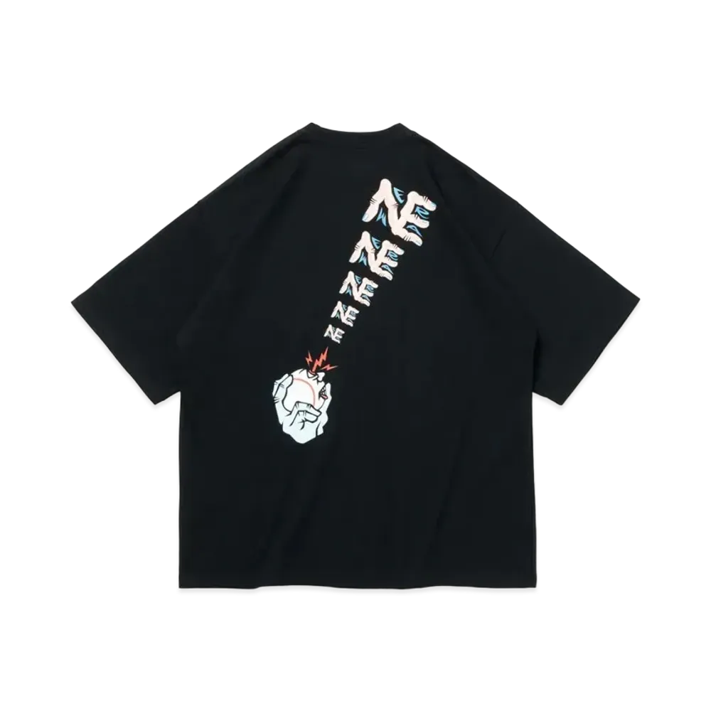 NEW ERA x Cookie! Short Sleeve Oversized Performance T-Shirt Ball Finger NE Logo "Black"