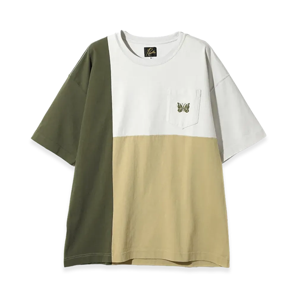 NEEDLES x ts(s) 3 Color Block Print Pocket Tee "Olive"