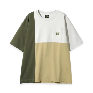 NEEDLES x ts(s) 3 Color Block Print Pocket Tee "Olive"