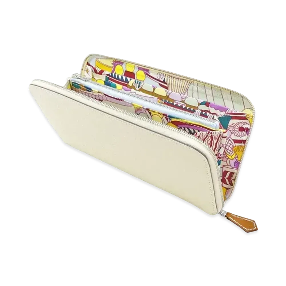 Hermes Azap Silk'In Long Veau Epsom/Silk "Nata/Blue Brum/Silver"