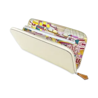 Hermes Azap Silk'In Long Veau Epsom/Silk "Nata/Blue Brum/Silver"