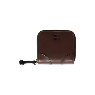 MIU MIU Small Leather Wallet "Briarwood/Black"