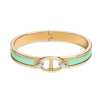 Hermes Mini Clic Chaine D'ancre Bracelet "Aqua/Gold"