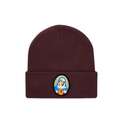 Supreme Virgin Mary Patch Beanie "Maroon"