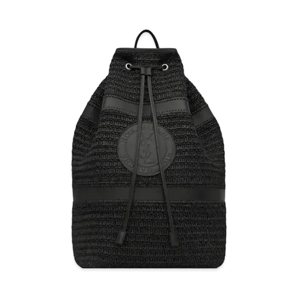 Saint Laurent Rive Gauche Sling Bag in Raffia "Black"