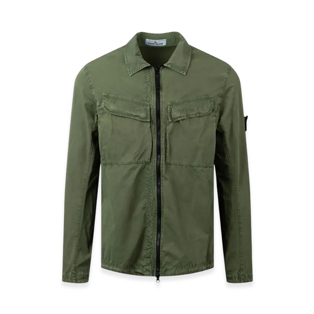 Stone Island 101WN Brushed Cotton Canvas T.CO+OLD Overshirt - 22FW "Olive Green"