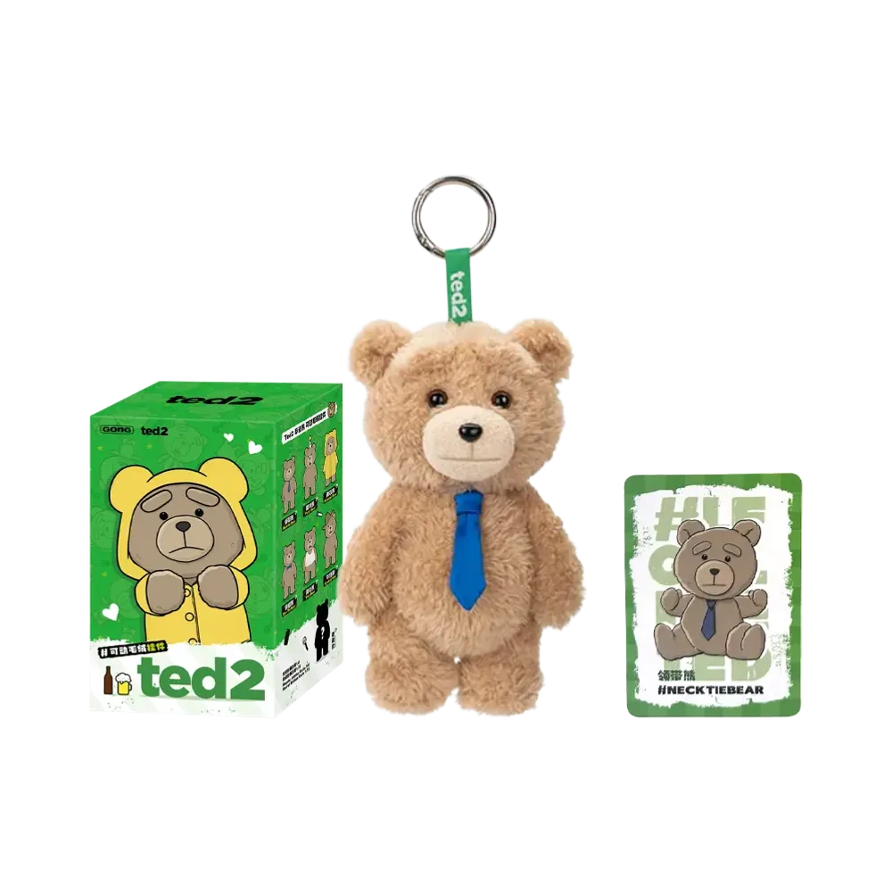POP MART Ted2 Teddy Bear Action Plush Pendant Series Necktie Bear