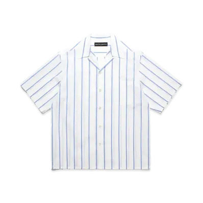 WACKO MARIA Striped Open Collar Shirt "Blue"