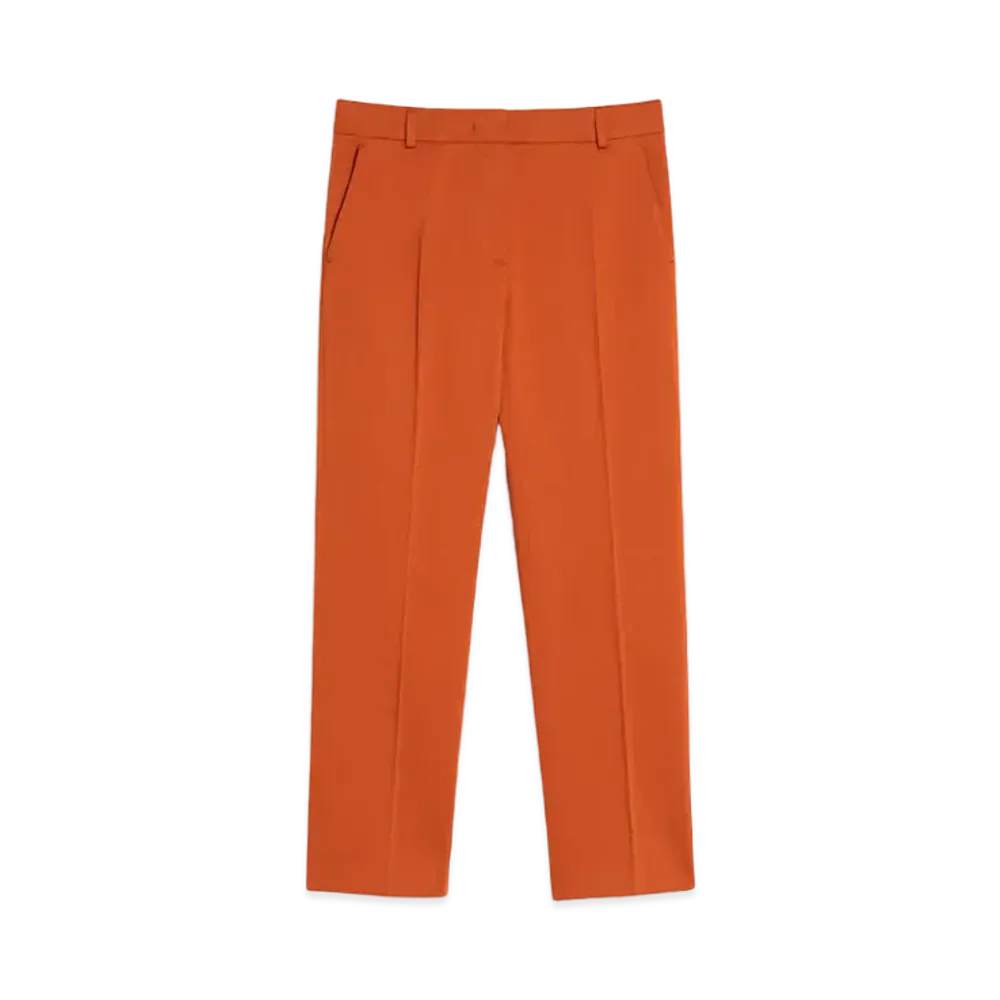 Max Mara Linche Cotton Satin Stretch Cropped Pants "Terracotta"