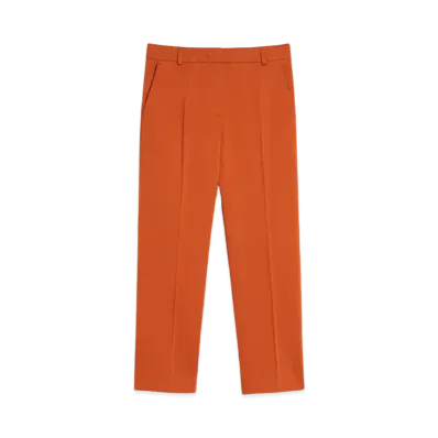 Max Mara Linche Cotton Satin Stretch Cropped Pants "Terracotta"