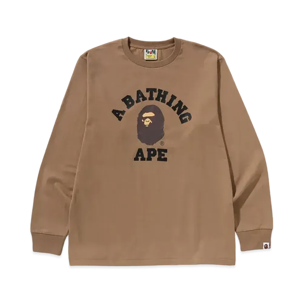 アベイシングエイプ カレッジ LS Tシャツ "ベージュ"