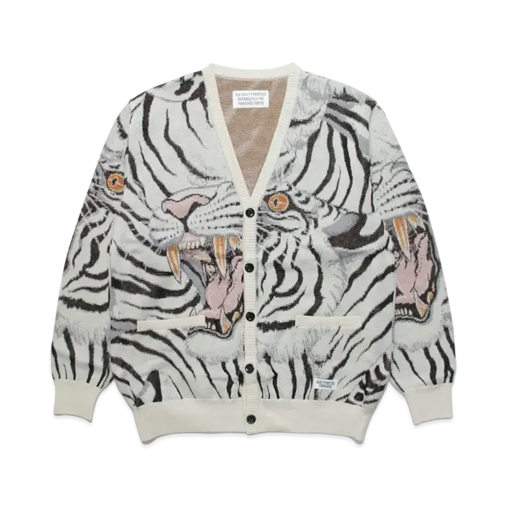 WACKO MARIA TIM LEHI / KNIT JAQUARD CARDIGAN "White"