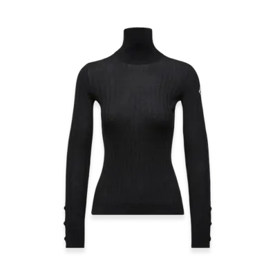 MONCLER Wool & Cashmere Polo Neck Jumper "Black"