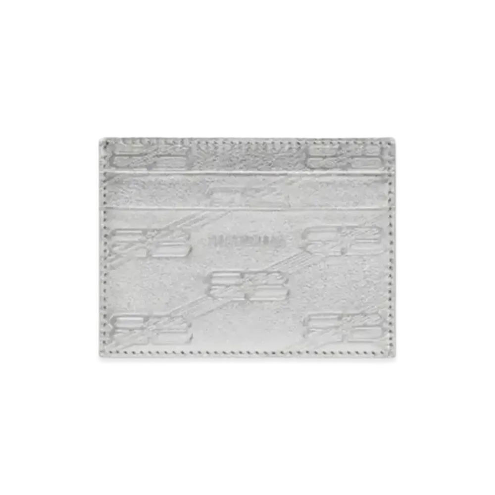 BALENCIAGA Embossed Monogram Card Case Box "Silver"