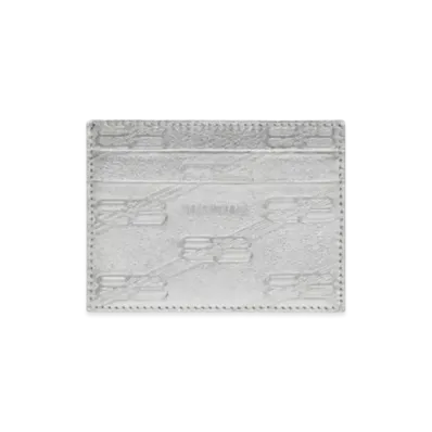 BALENCIAGA Embossed Monogram Card Case Box "Silver"