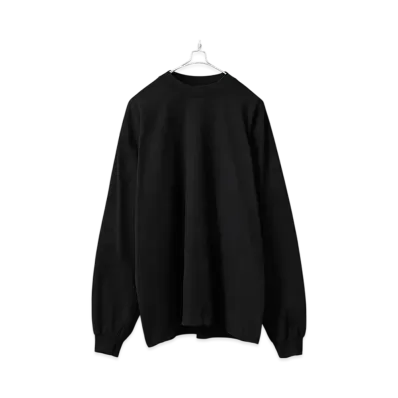 Los Angeles Apparel 6.5OZ Garment Dyed Long Sleeve Crew Neck T-Shirt Made In USA "Black"