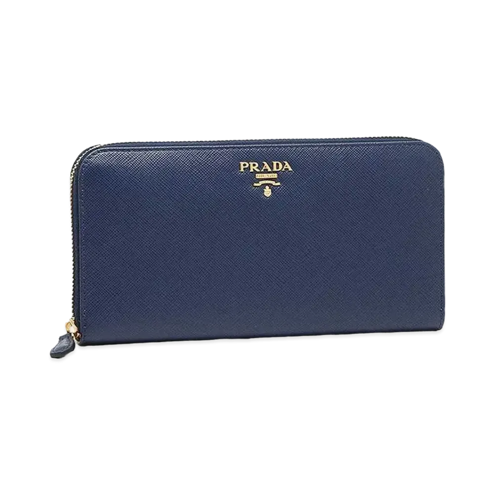 PRADA Saffiano Leather Wallet "Blue"