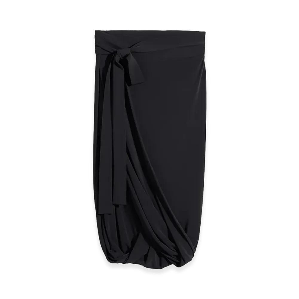 LEMAIRE Women's Viscose Crepe Jersey Soft Wrap Skirt "Charcoal"