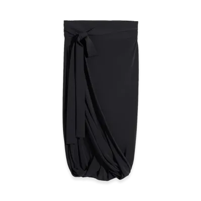 LEMAIRE Women's Viscose Crepe Jersey Soft Wrap Skirt "Charcoal"