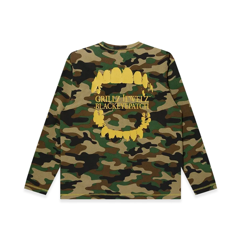 BlackEyePatch Grillz Jewelz Goldteeth Thermal L/S Tee "Woodland Camo"