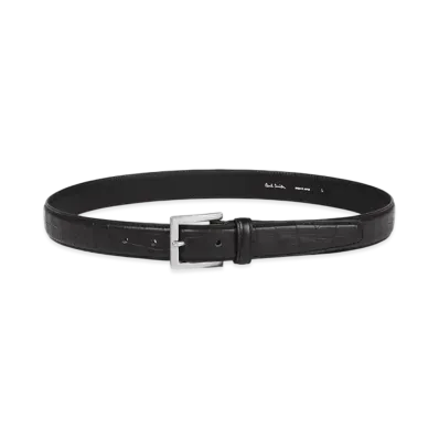 Paul Smith Croco-Embossed Leather Belt "Black"