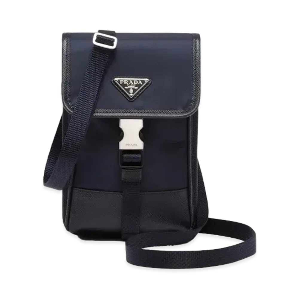 PRADA Re Nylon Saffiano Leather Smartphone Case "Navy"