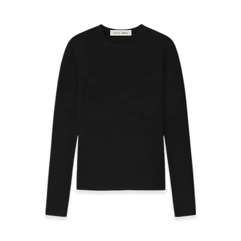 FEAR OF GOD ESSENTIALS Women's Rib Long Sleeve Top "Vintage Black"