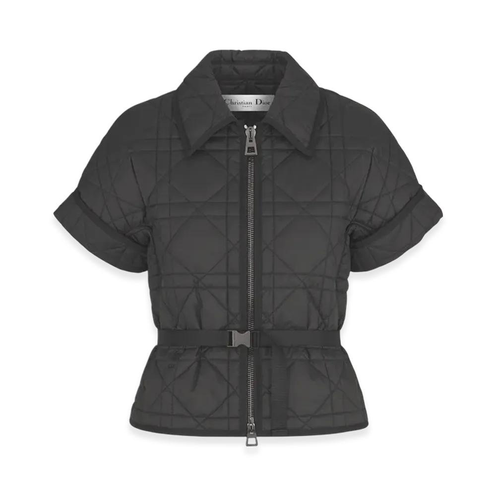 Dior Women's Quilted Technical Taffeta Macrocannage S/S Jacket "Black"