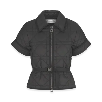 Dior Women's Quilted Technical Taffeta Macrocannage S/S Jacket "Black"